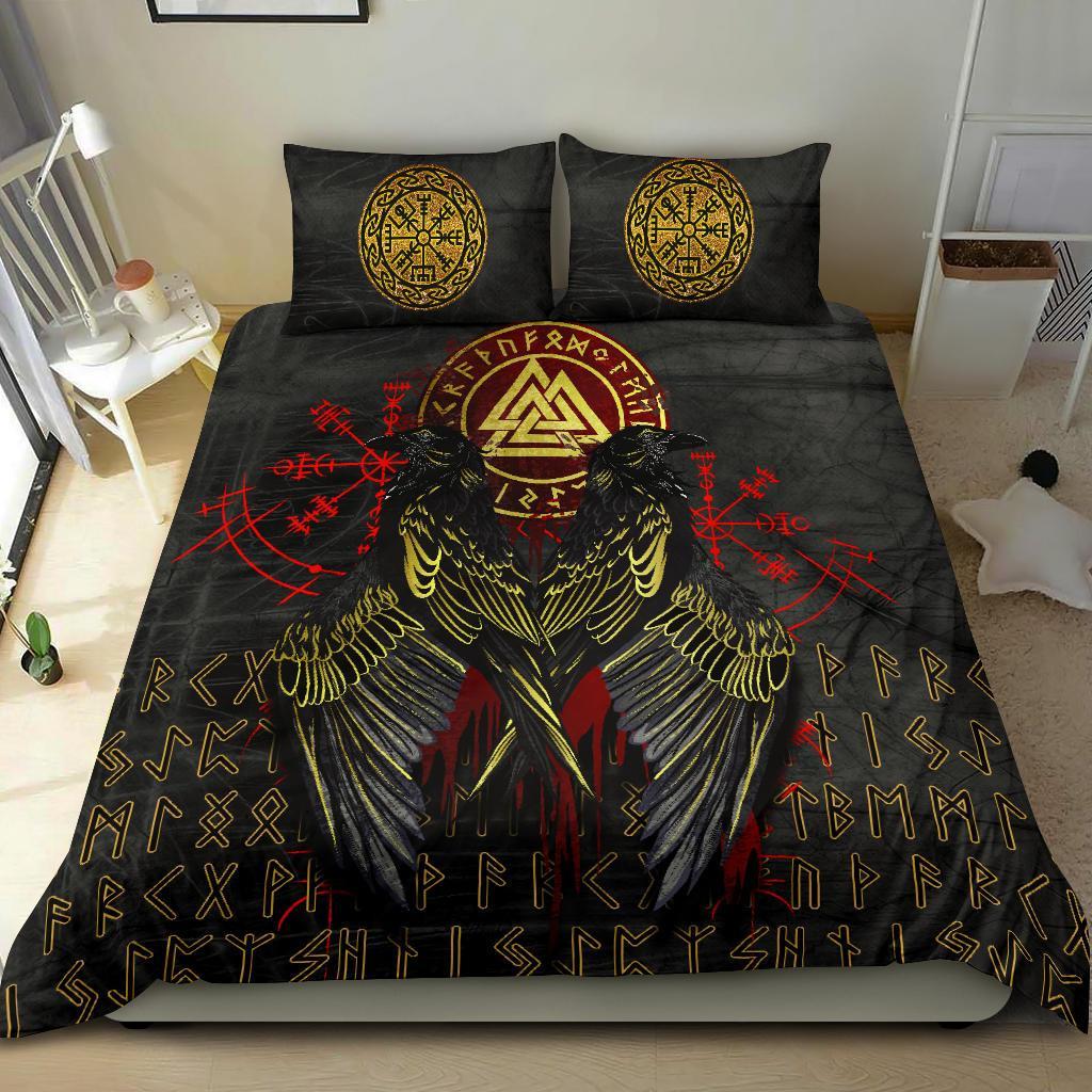 Viking Bedding Set Vikings Valknut and Ravens Tattoo RLT12 - Wonder Print Shop
