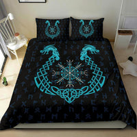 Viking Bedding Set, Aegishjalmur Helm Of Awe Blue Edition RLT12 - Wonder Print Shop