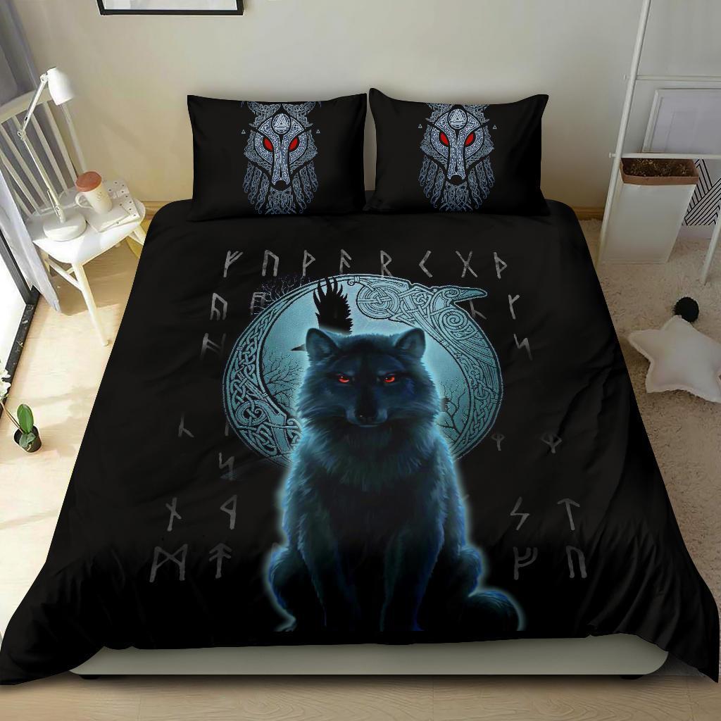 Viking Bedding Set, Fenrir Viking Wolf and Moon RLT12 - Wonder Print Shop