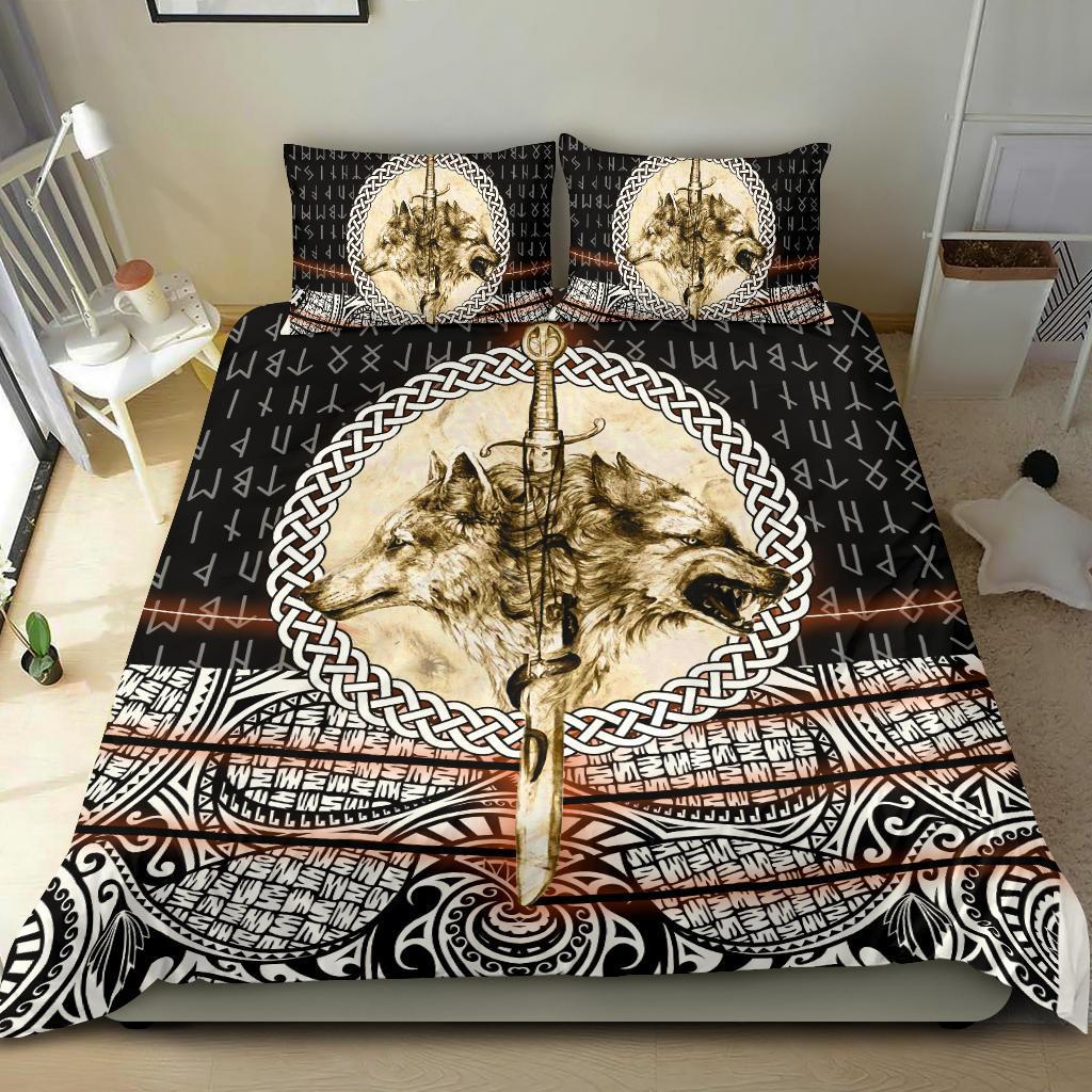 Viking Bedding Set Wolf and Vikings Tattoo 3D RLT12 - Wonder Print Shop
