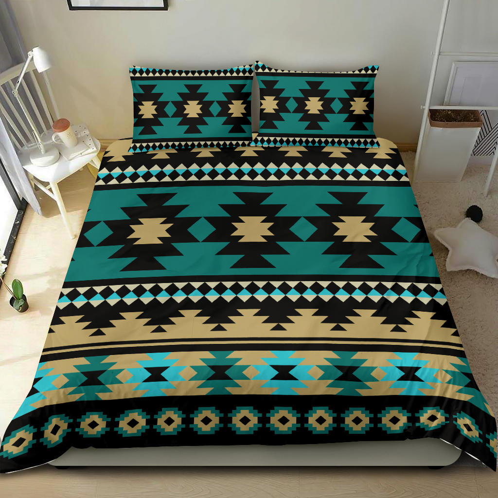 Native American Green Ethnic Aztec Pattern Bedding Set LT10 - Wonder Print Shop