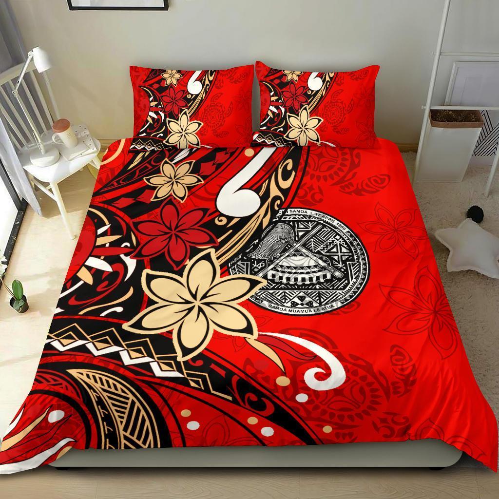 american-samoa-bedding-set-tribal-flower-with-special-turtles-red-color
