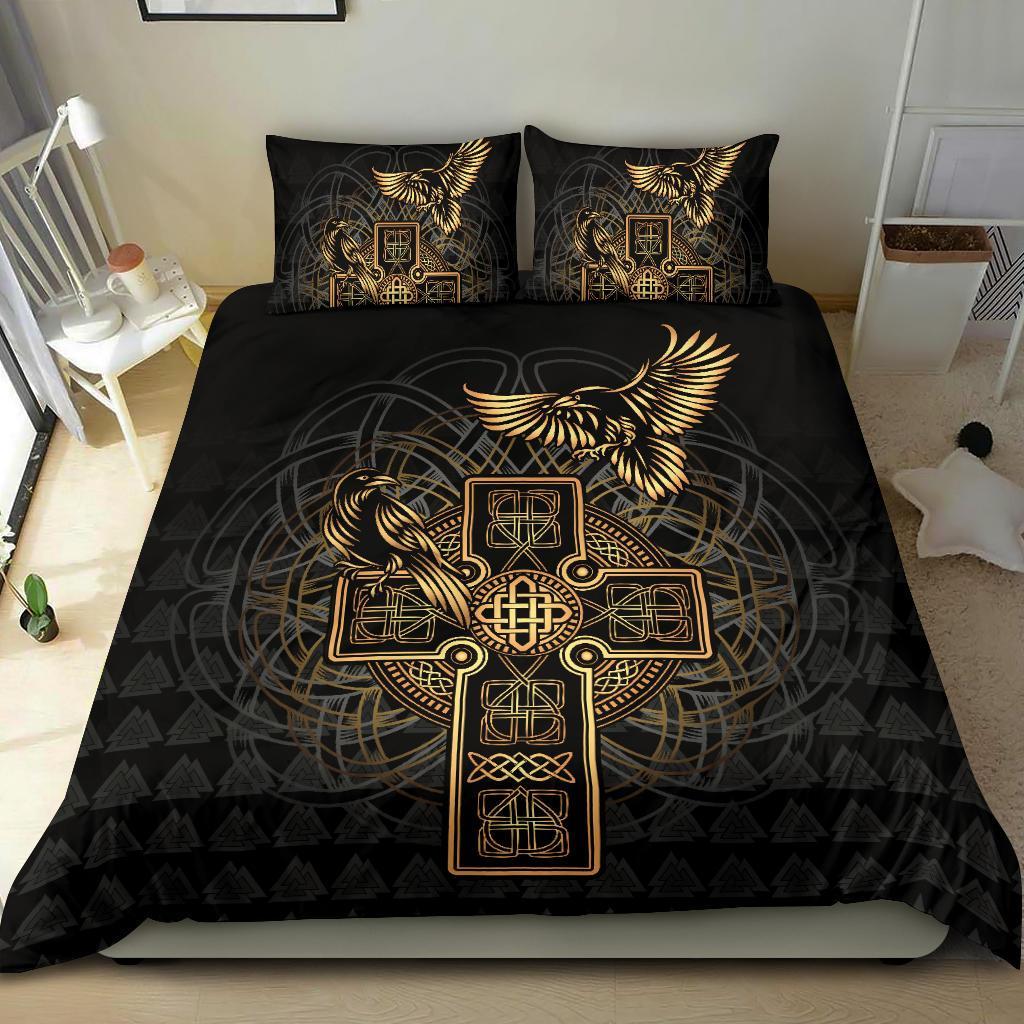 Viking Bedding Set Odin's Celtic Raven Tattoo RLT12 - Wonder Print Shop