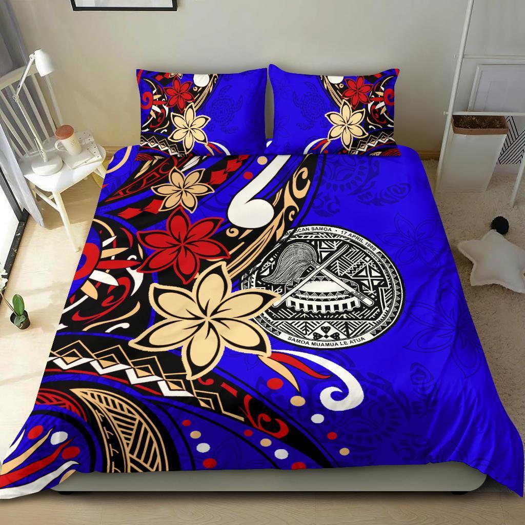 american-samoa-bedding-set-tribal-flower-with-special-turtles-blue-color