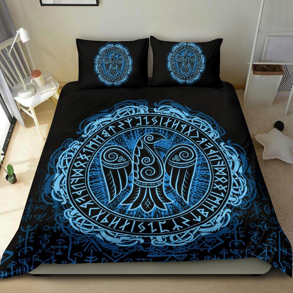 Viking Bedding Set Raven Celtic Cyan RLT12 - Wonder Print Shop