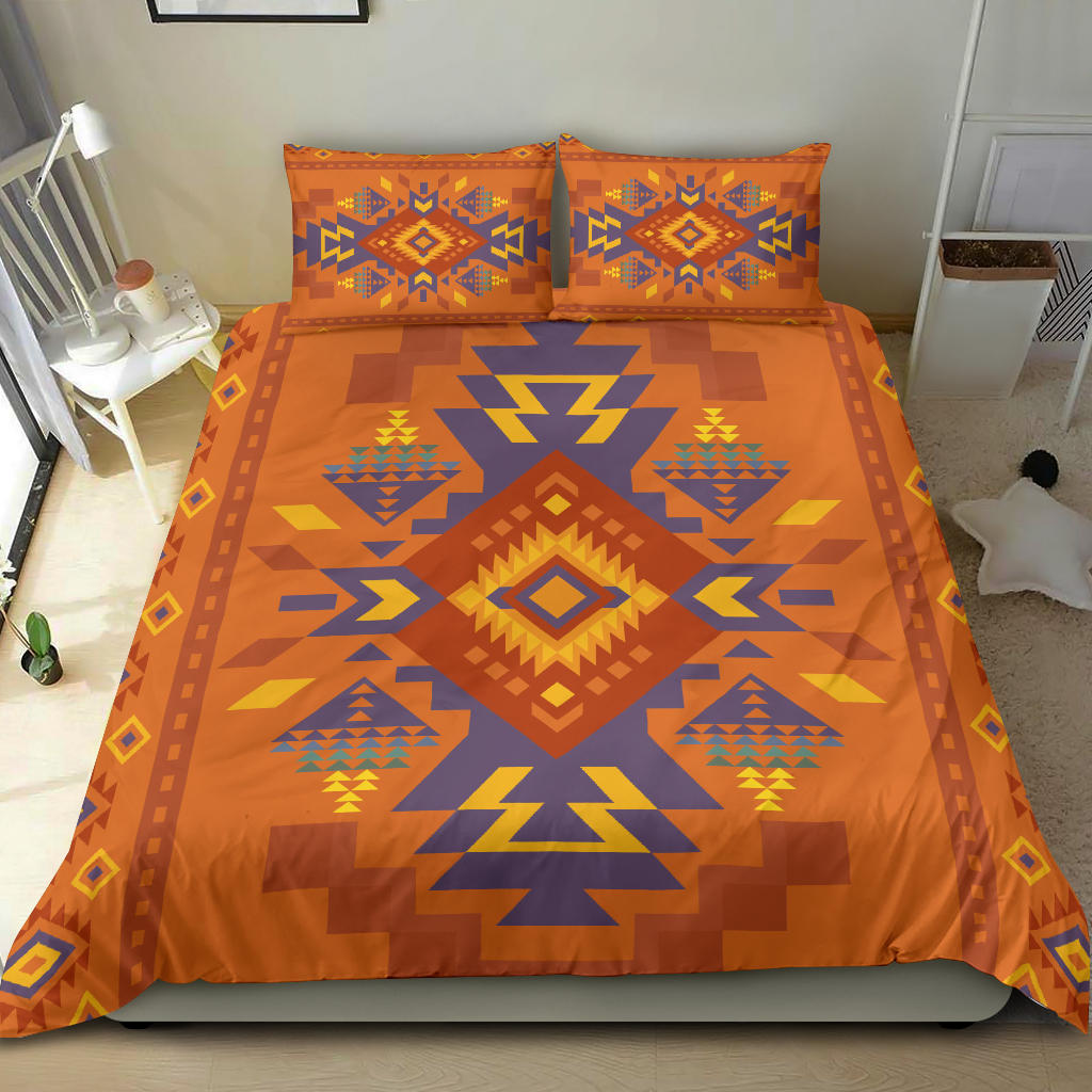 Orange Pattern Native American Bedding Set LT10 - Wonder Print Shop