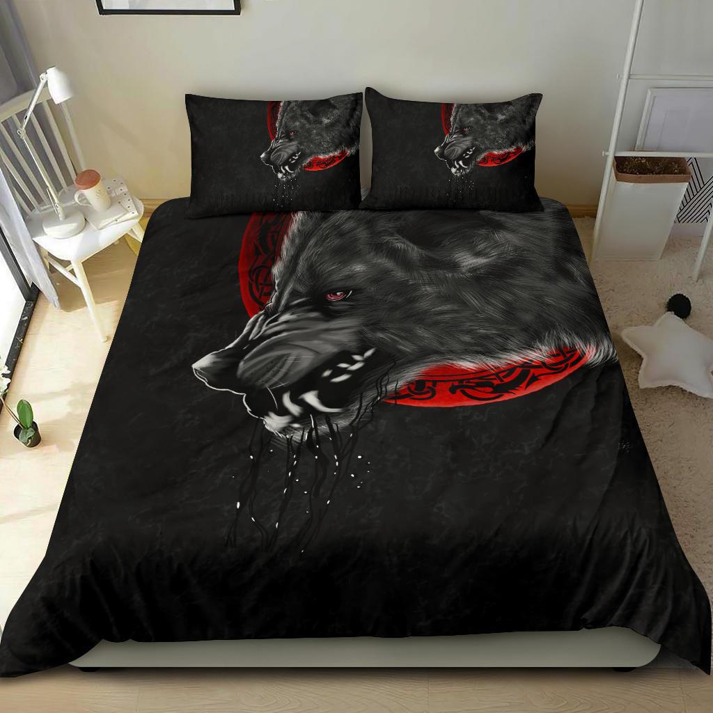 Viking Bedding Set Wolf and Blood Moon RLT12 - Wonder Print Shop