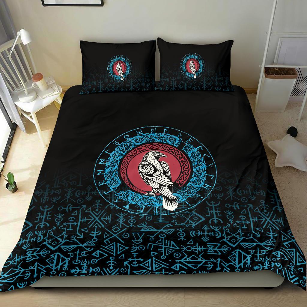 Viking Bedding Set Raven Celtic Cyan RLT12 - Wonder Print Shop