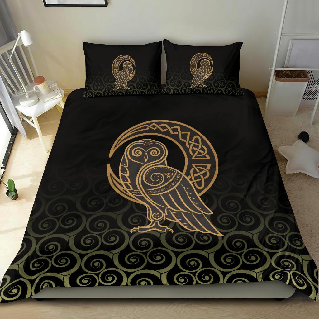 Viking Bedding Set Owl Celtic On Triskels Background RLT12 - Wonder Print Shop
