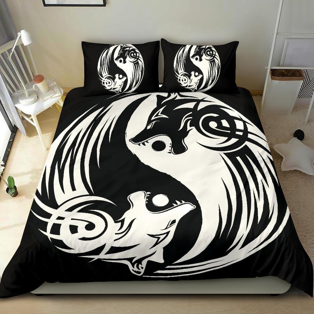 Viking Bedding Set Ying Yang Wolf RLT12 - Wonder Print Shop