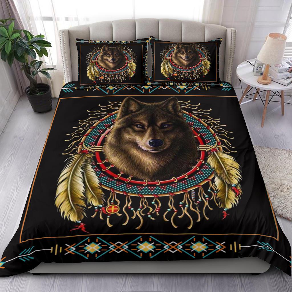 Wolf Dreamcatcher Native American Bedding Set LT10 - Wonder Print Shop