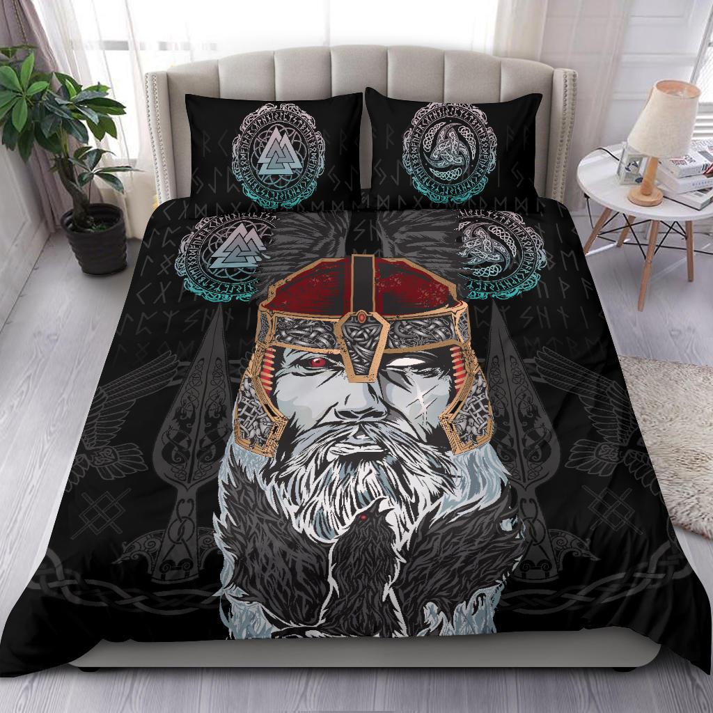 Viking Bedding Set, Odin Valknut and Triple Horn RLT12 - Wonder Print Shop