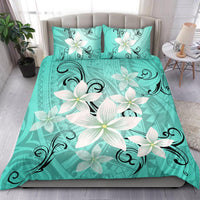 Hawaiian Plumeria Polynesian Bedding Set - Turquoise - Wonder Print Shop