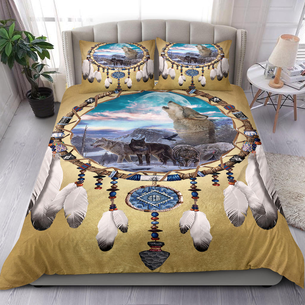 Wolves Dreamcatcher Native American Bedding Set LT10 - Wonder Print Shop
