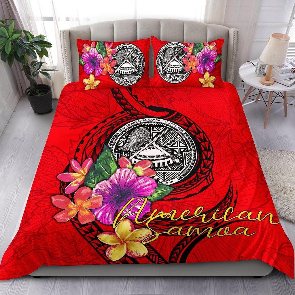 american-samoa-polynesian-bedding-set-floral-with-seal-red