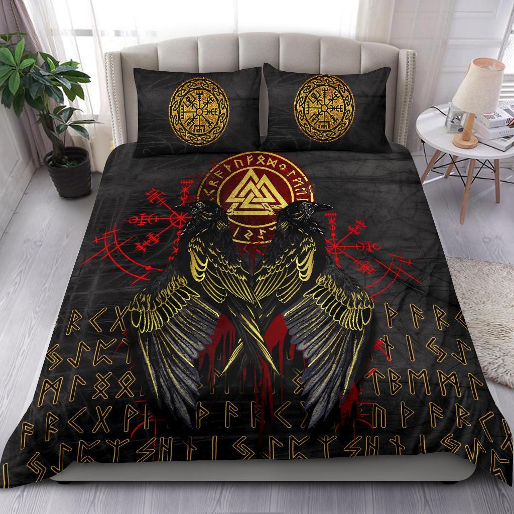 Viking Bedding Set Vikings Valknut and Ravens Tattoo RLT12 - Wonder Print Shop