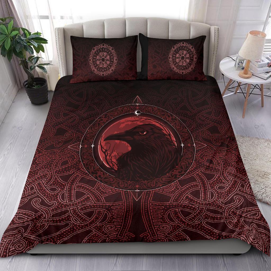 Viking Bedding Set, Ethnic Odin Raven Red RLT12 - Wonder Print Shop