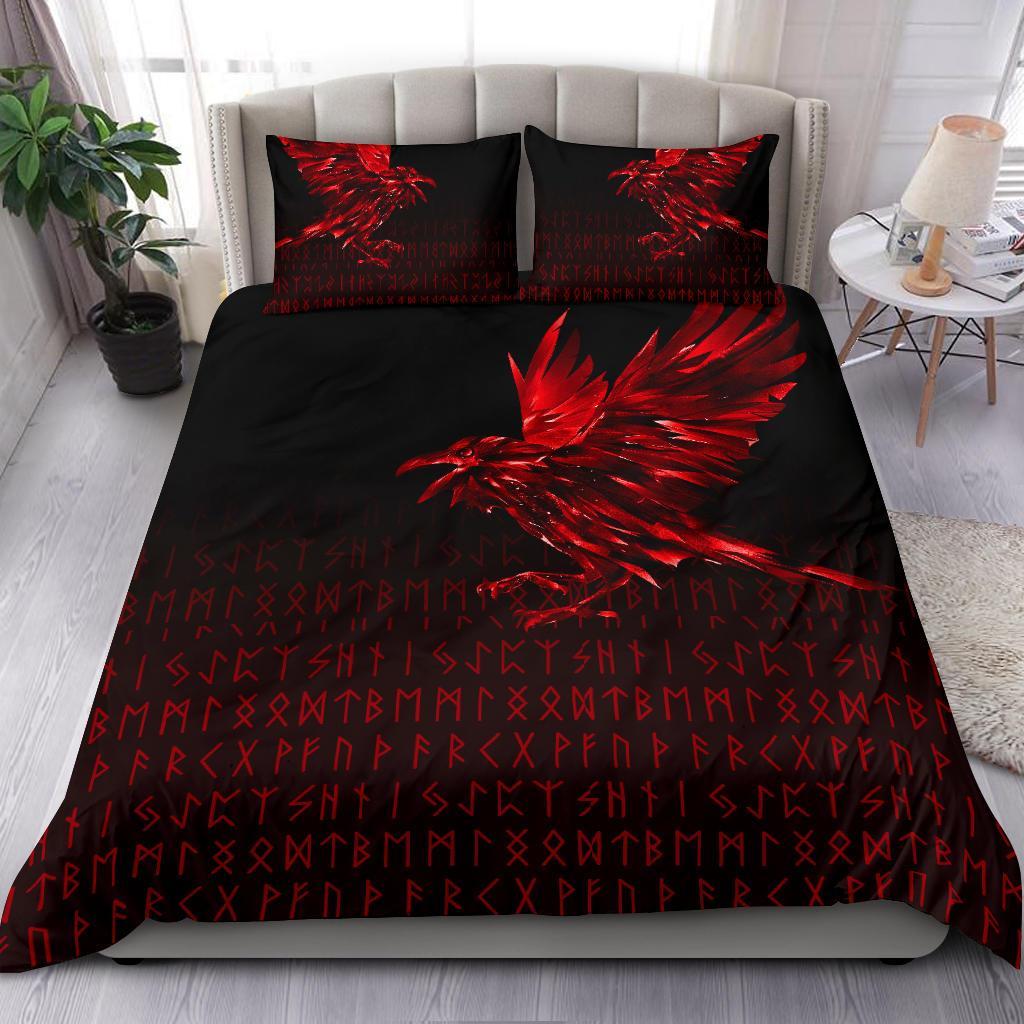Viking Bedding Set The Raven Of Odin Rune, Red RLT12 - Wonder Print Shop