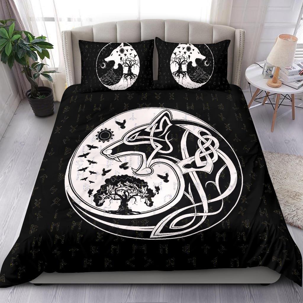 Viking Bedding Set, Skoll and Hati Rune Tattoo RLT12 - Wonder Print Shop