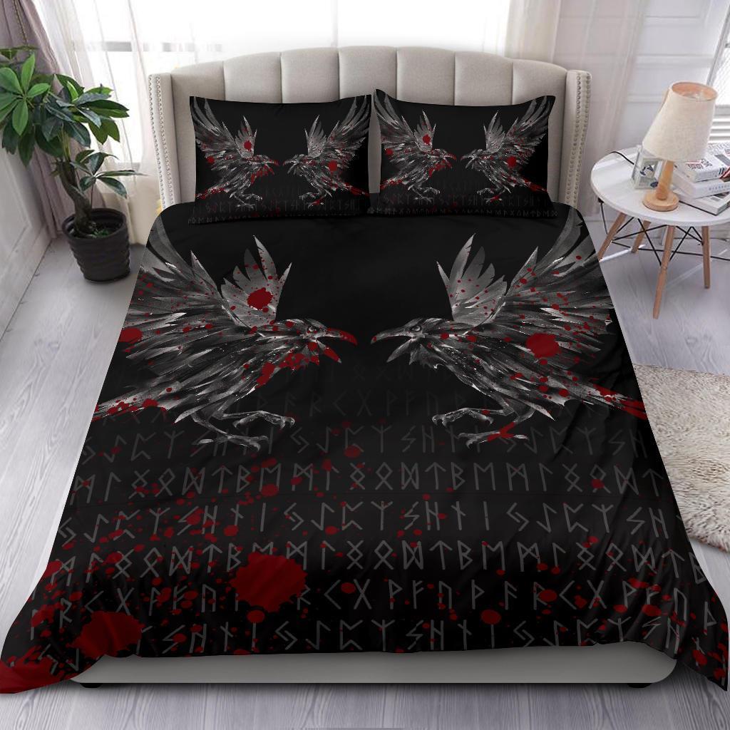 Viking Bedding Set Odin Huginn and Muninn Rune Blood RLT12 - Wonder Print Shop