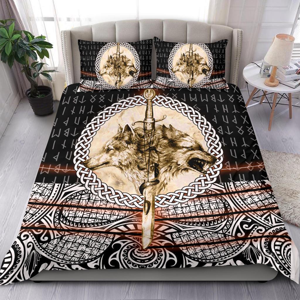 Viking Bedding Set Wolf and Vikings Tattoo 3D RLT12 - Wonder Print Shop