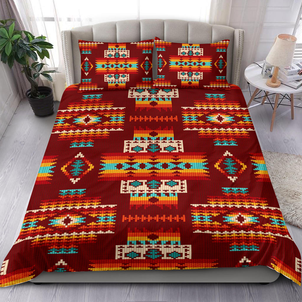Red Pattern Native American Bedding Set LT10 - Wonder Print Shop