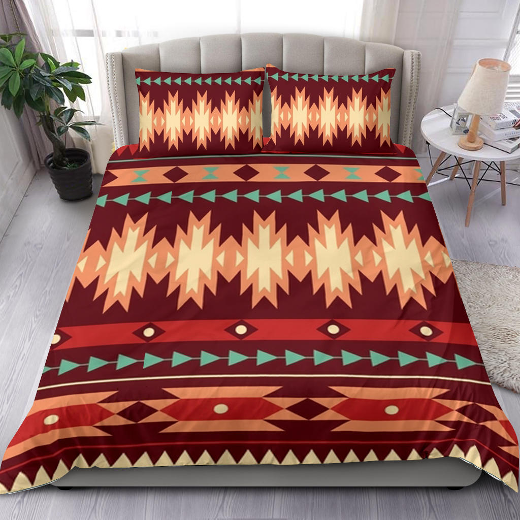 Native American Red Ethnic Pattern Bedding Set LT10 - Wonder Print Shop