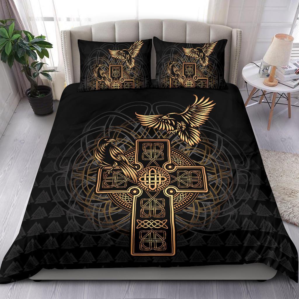 Viking Bedding Set Odin's Celtic Raven Tattoo RLT12 - Wonder Print Shop