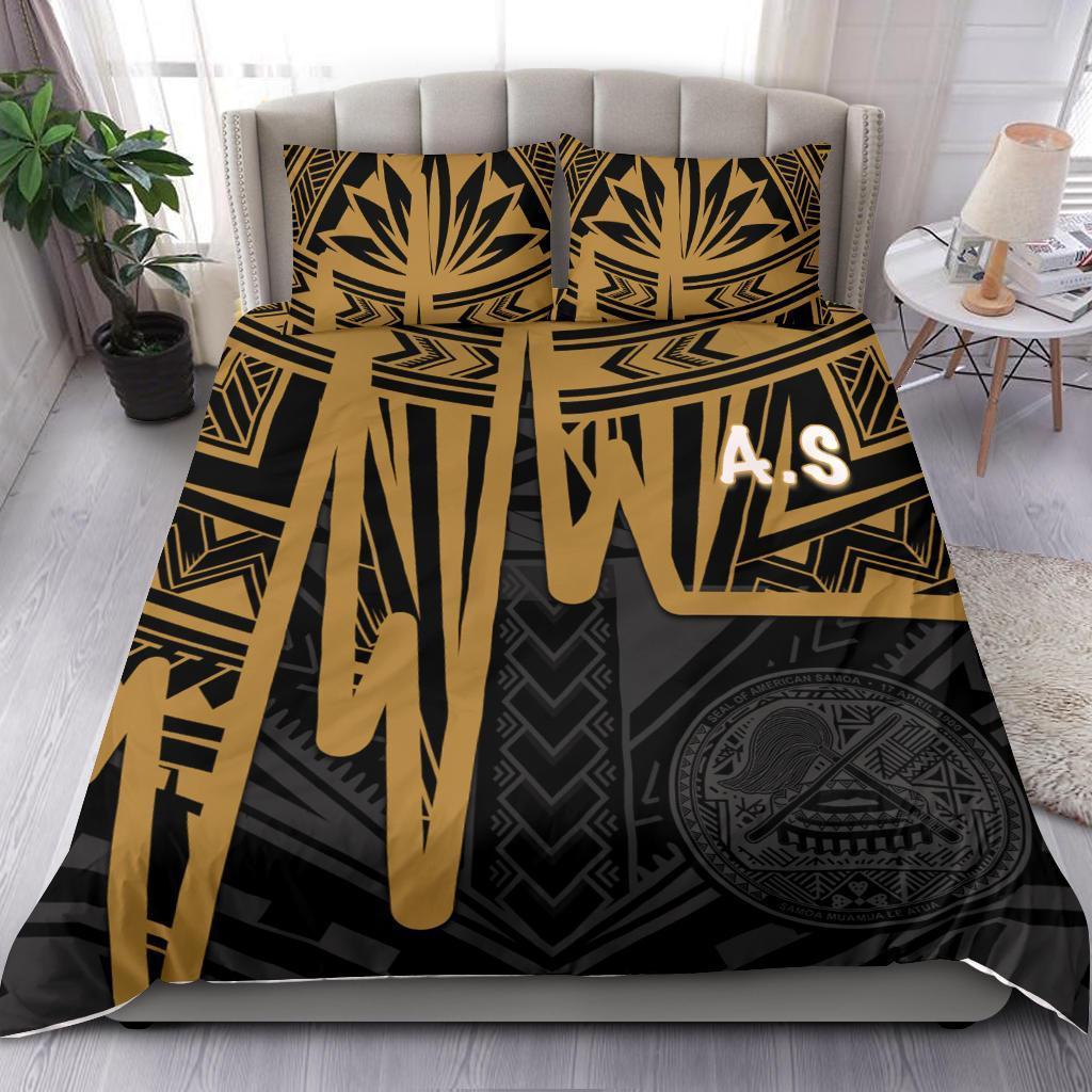 american-samoa-bedding-set-seal-with-polynesian-pattern-heartbeat-style-gold