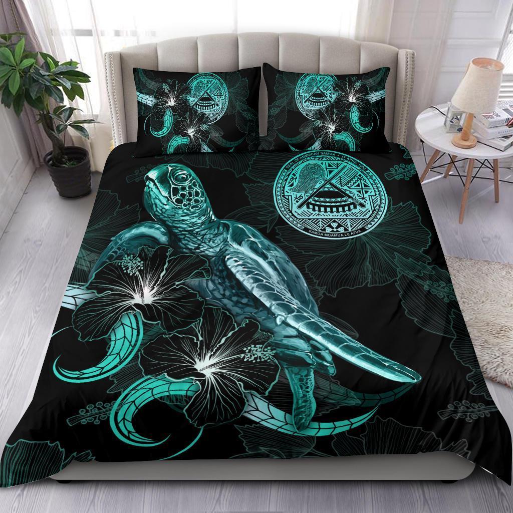 american-samoa-polynesian-bedding-set-turtle-with-blooming-hibiscus-turquoise