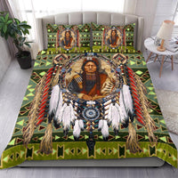 Native American Green Pattern and Chief Bedding Set LT10 - Wonder Print Shop