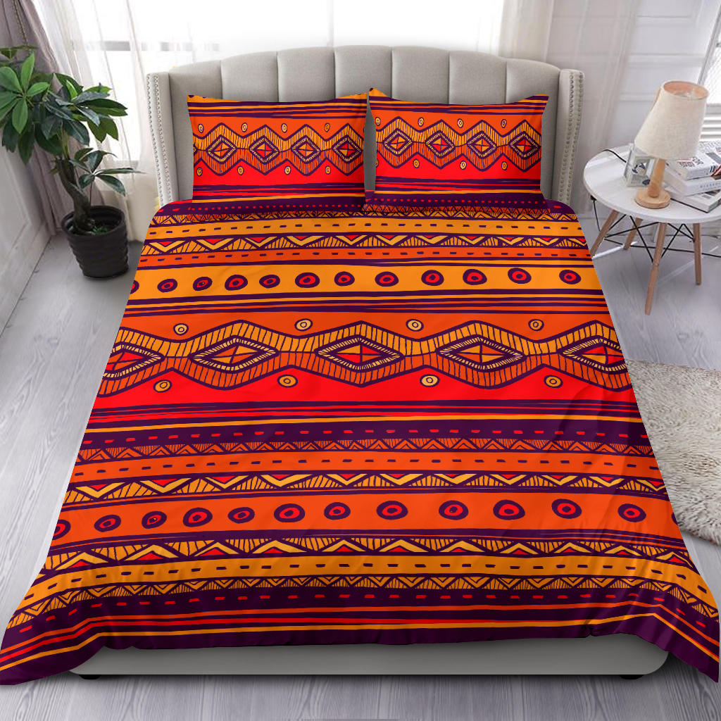 Native American Pattern Color Orange Bedding Set LT10 - Wonder Print Shop