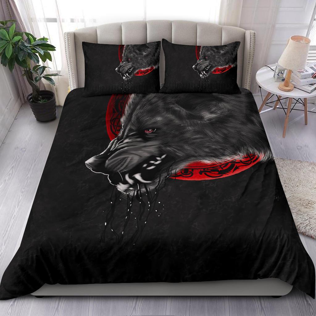 Viking Bedding Set Wolf and Blood Moon RLT12 - Wonder Print Shop