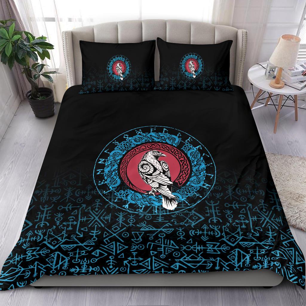 Viking Bedding Set Raven Celtic Cyan RLT12 - Wonder Print Shop