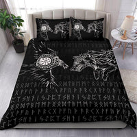 Viking Bedding Set Raven and Wolf Special Tattoo RLT12 - Wonder Print Shop