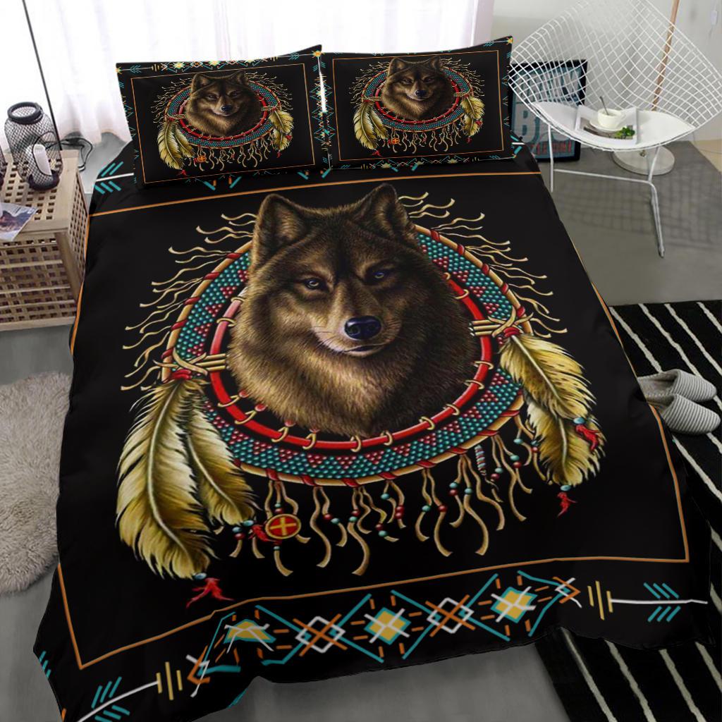 Wolf Dreamcatcher Native American Bedding Set LT10 - Wonder Print Shop