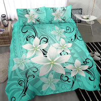 Hawaiian Plumeria Polynesian Bedding Set - Turquoise - Wonder Print Shop