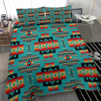Blue Native Tribes Pattern Native American Bedding Set LT10 - Wonder Print Shop