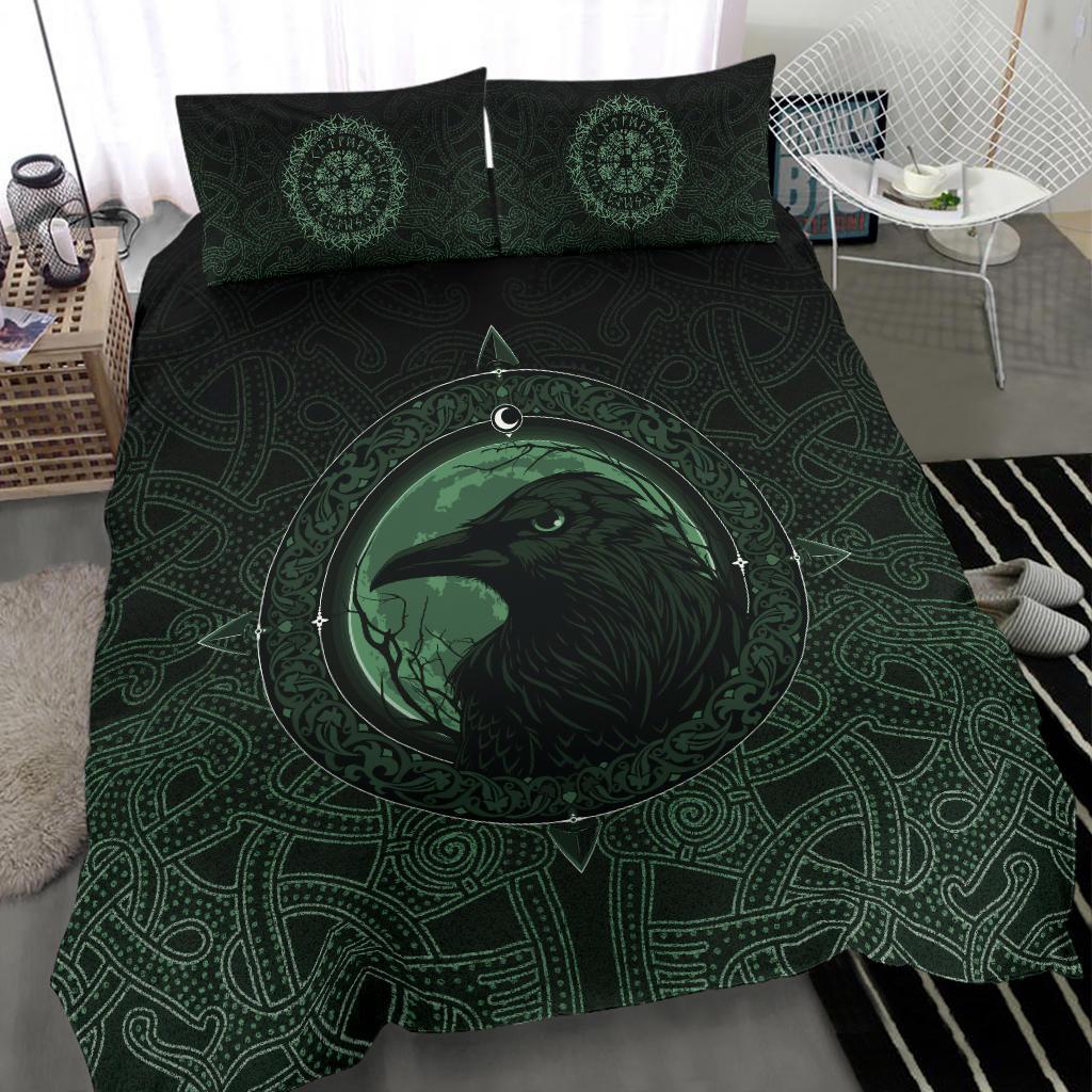 Viking Bedding Set, Ethnic Odin Raven Green RLT12 - Wonder Print Shop
