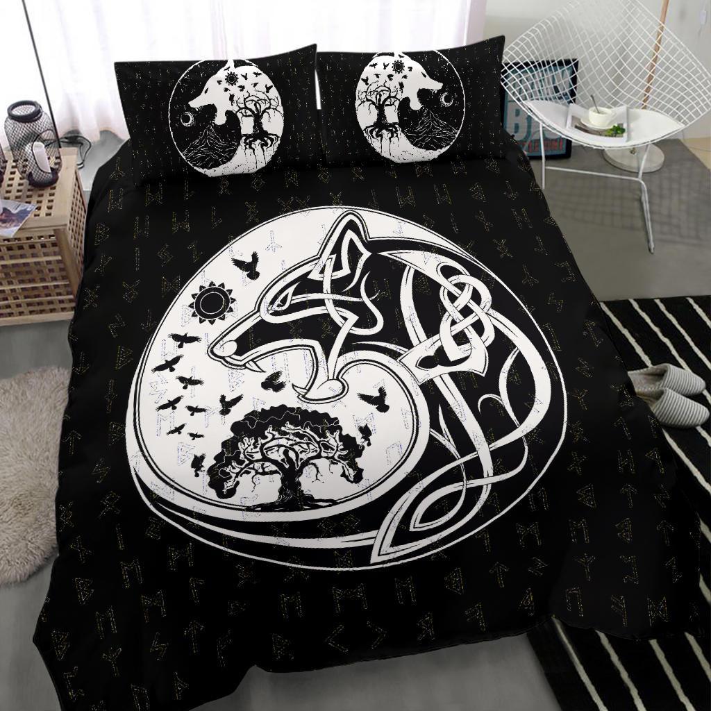 Viking Bedding Set, Skoll and Hati Rune Tattoo RLT12 - Wonder Print Shop