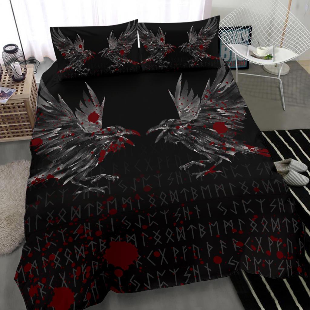 Viking Bedding Set Odin Huginn and Muninn Rune Blood RLT12 - Wonder Print Shop