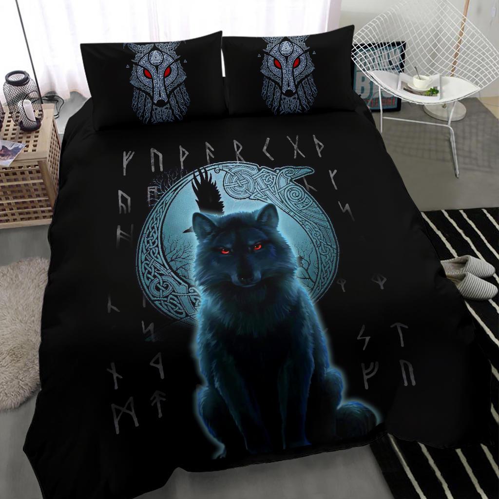 Viking Bedding Set, Fenrir Viking Wolf and Moon RLT12 - Wonder Print Shop