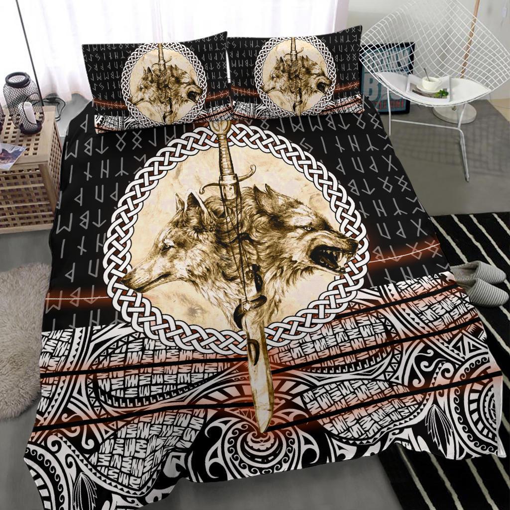 Viking Bedding Set Wolf and Vikings Tattoo 3D RLT12 - Wonder Print Shop