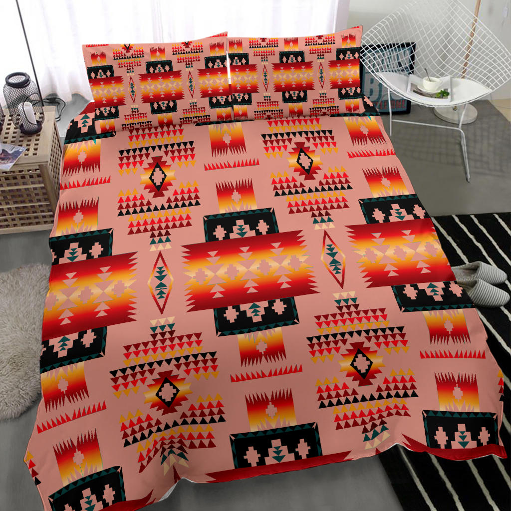 Tan Tribe Pattern Native American Bedding Set LT10 - Wonder Print Shop