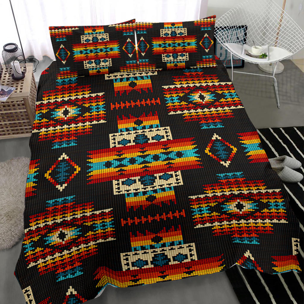 Black Pattern Native American Bedding Set LT10 - Wonder Print Shop