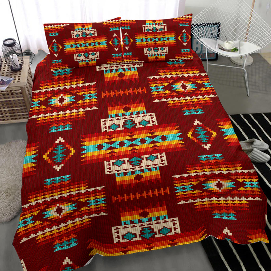 Red Pattern Native American Bedding Set LT10 - Wonder Print Shop