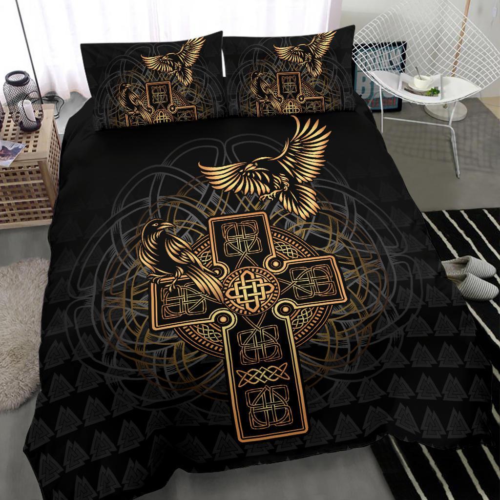 Viking Bedding Set Odin's Celtic Raven Tattoo RLT12 - Wonder Print Shop