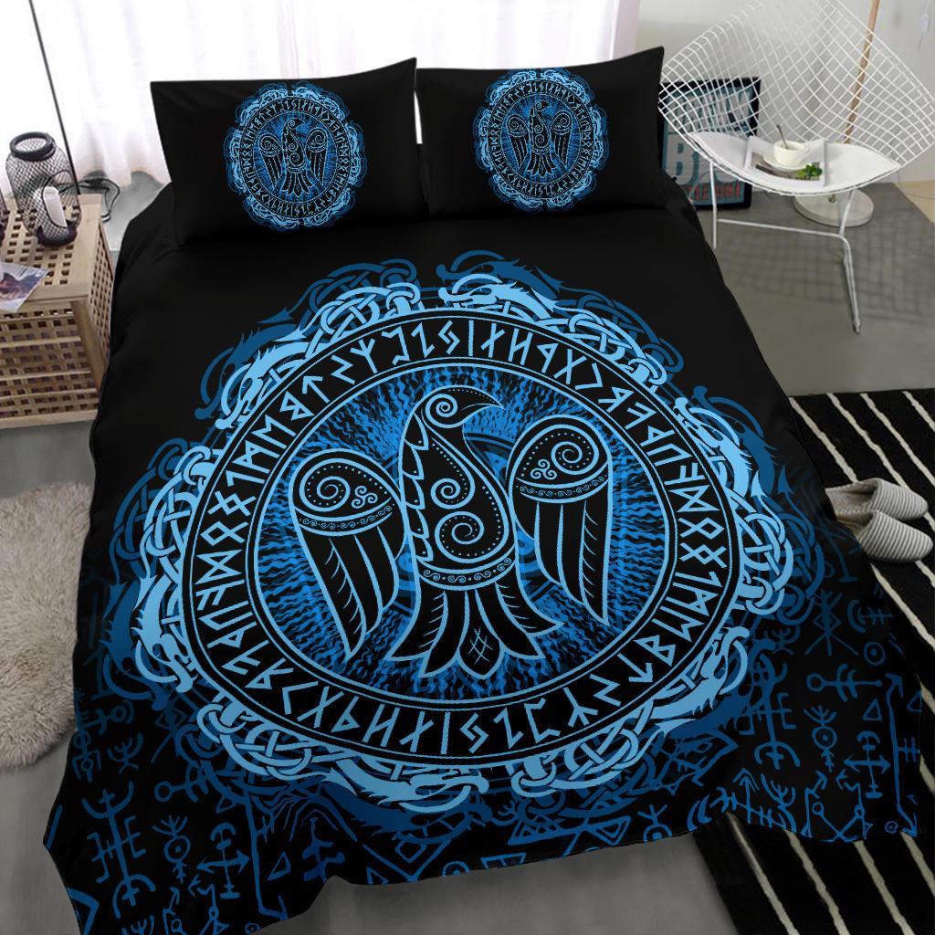 Viking Bedding Set Raven Celtic Cyan RLT12 - Wonder Print Shop