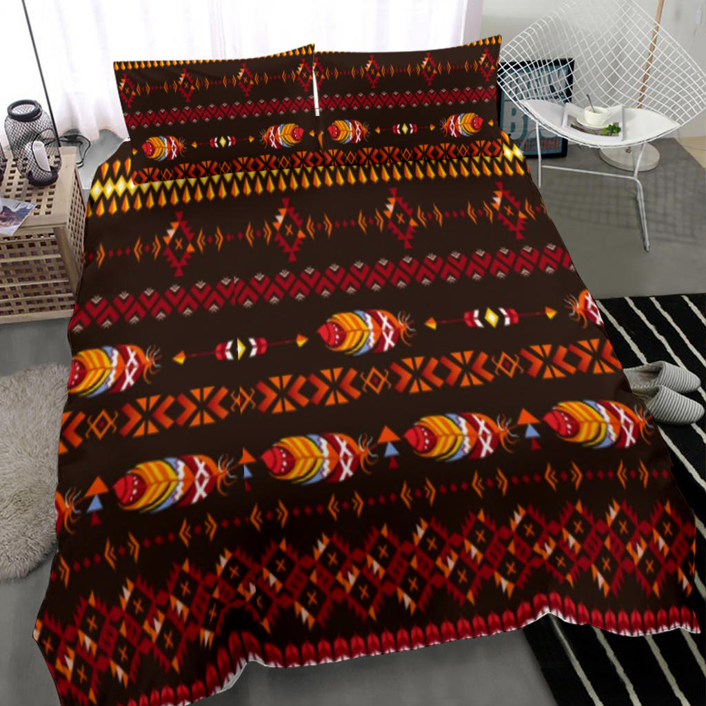 Native American Pattern Feather Red Bedding Set LT10 - Wonder Print Shop