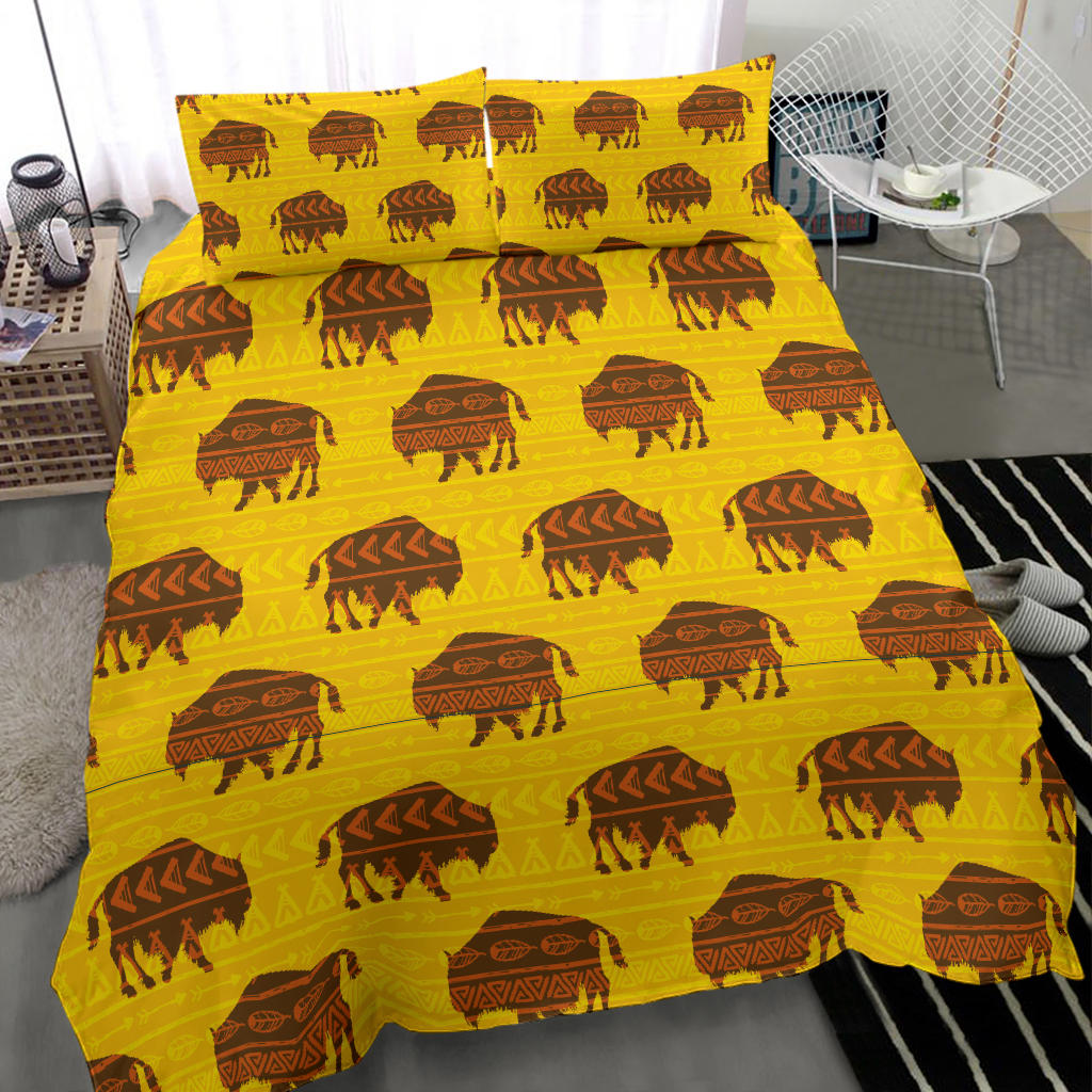 Native American Vector Bison Yellow Bedding Set LT10 - Wonder Print Shop